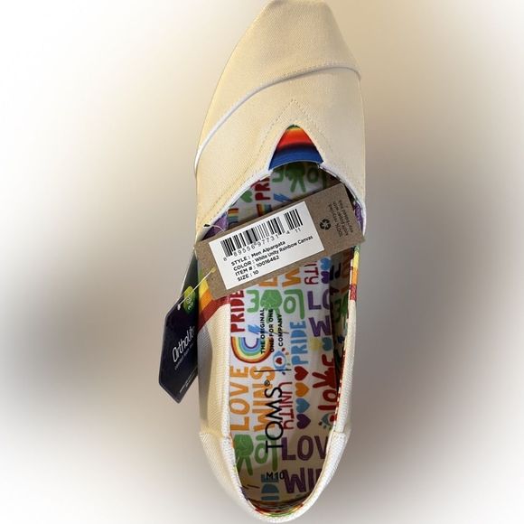 Toms Alpargata Men's White Unity Rainbow Canvas Shoes Size 10 New NWT - Picture 4 of 9